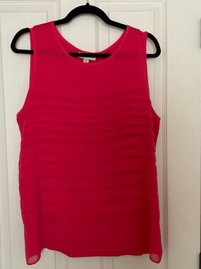 Dana Buchman Hot Pink Sleeveless Pleated Blouse